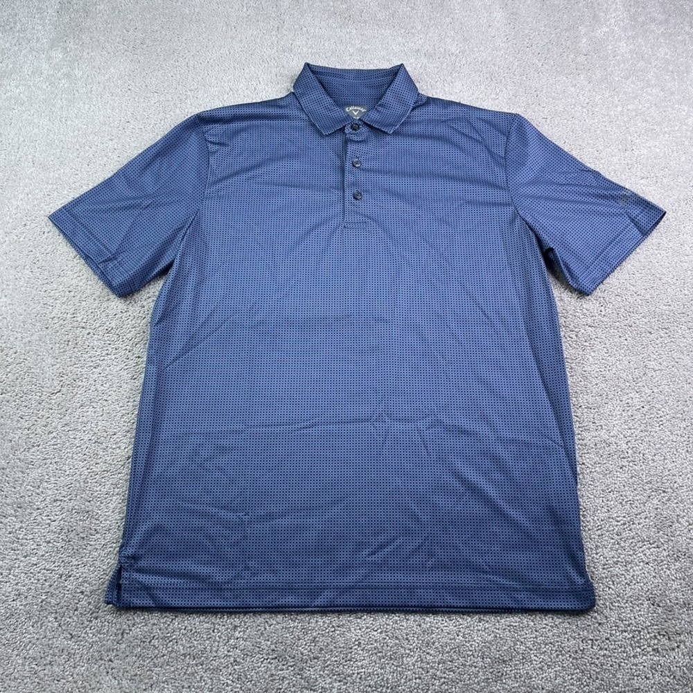 Callaway Golf Polo Shirt Mens Medium Blue Geometric Performance Opti Dri